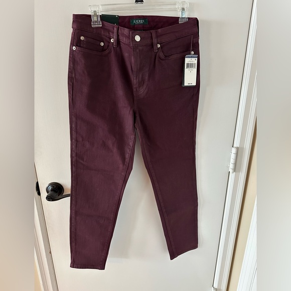 NWT - Lauren Ralph Lauren Red Wash Piper Skinny Ankle Pants - Picture 10 of 12